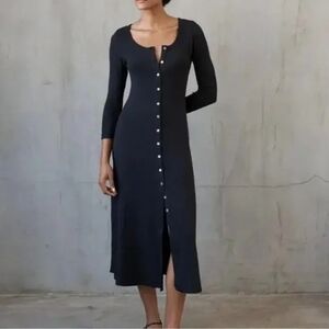 AYR It Girl Black Long Sleeve Button-Down Dress medium